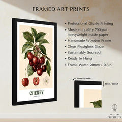 Cherry Botanical Kitchen Wall Art - framed print details measurements quality details