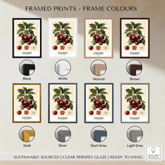 Cherry Botanical Kitchen Wall Art - framed print colour options