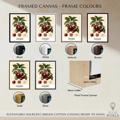 Cherry Botanical Kitchen Wall Art - framed canvas float frame colour options