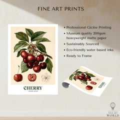 Cherry Botanical Kitchen Wall Art - fine art print unframed quality details