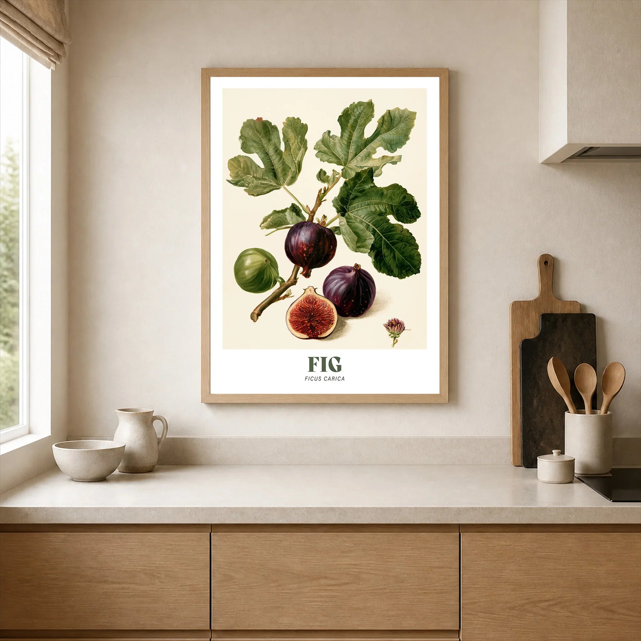 Fig Botanical Kitchen Wall Art - neutral kitchen single frame mockup This Art World