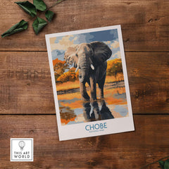 Botswana Elephant Print - Chobe National Park Wildlife Poster Wall Decor