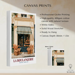 French Boulangerie Bakery Wall Art - canvas print stretched cotton canvas details