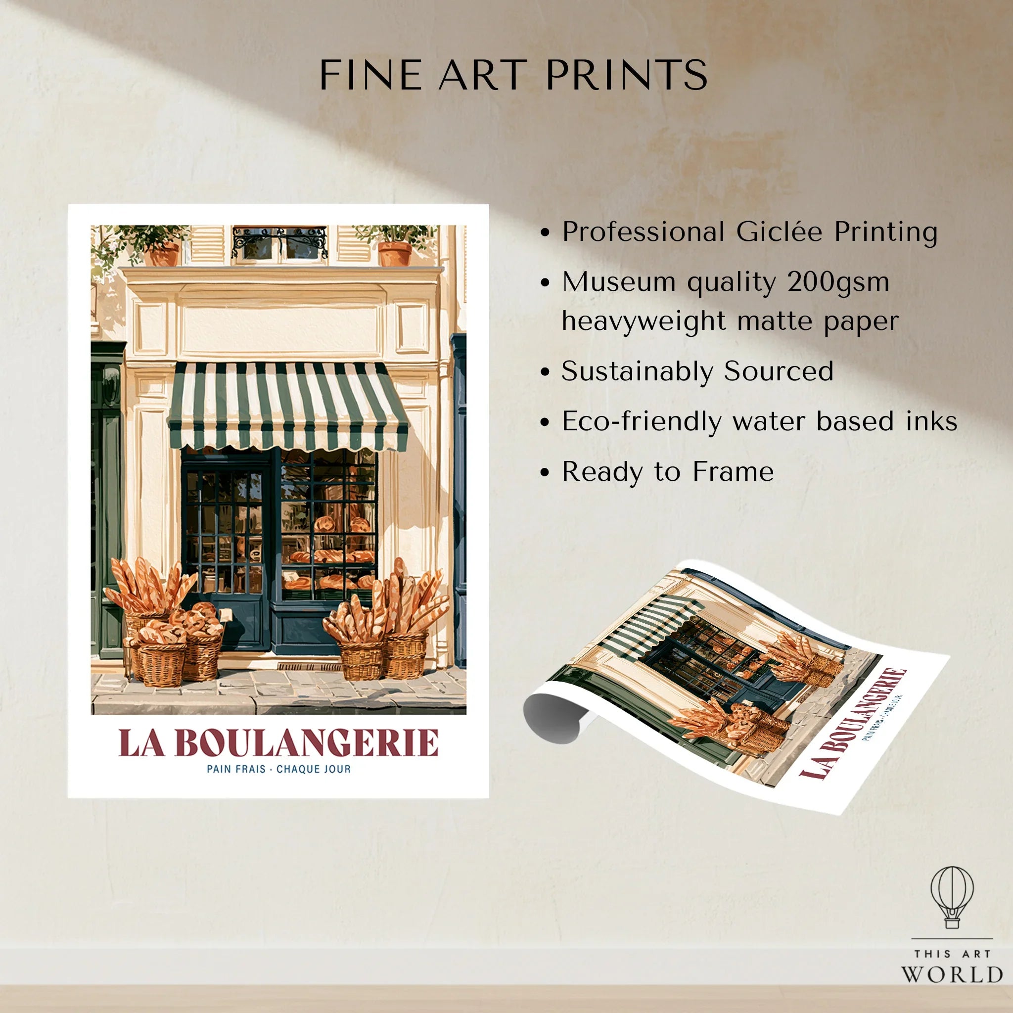 French Boulangerie Bakery Wall Art - fine art print unframed quality details