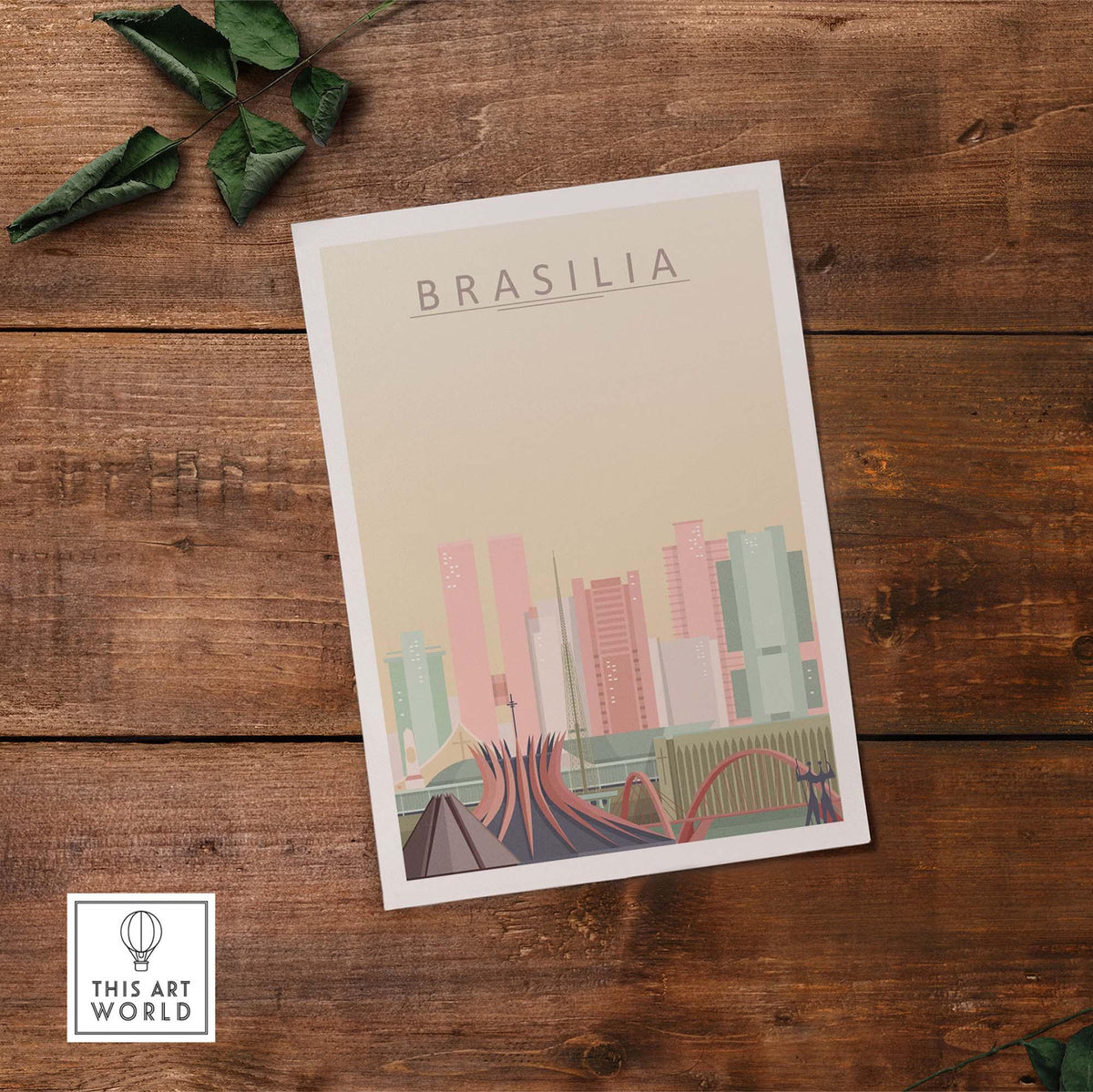 Brasilia poster showcasing the city skyline, a vibrant wall art print for home decor.