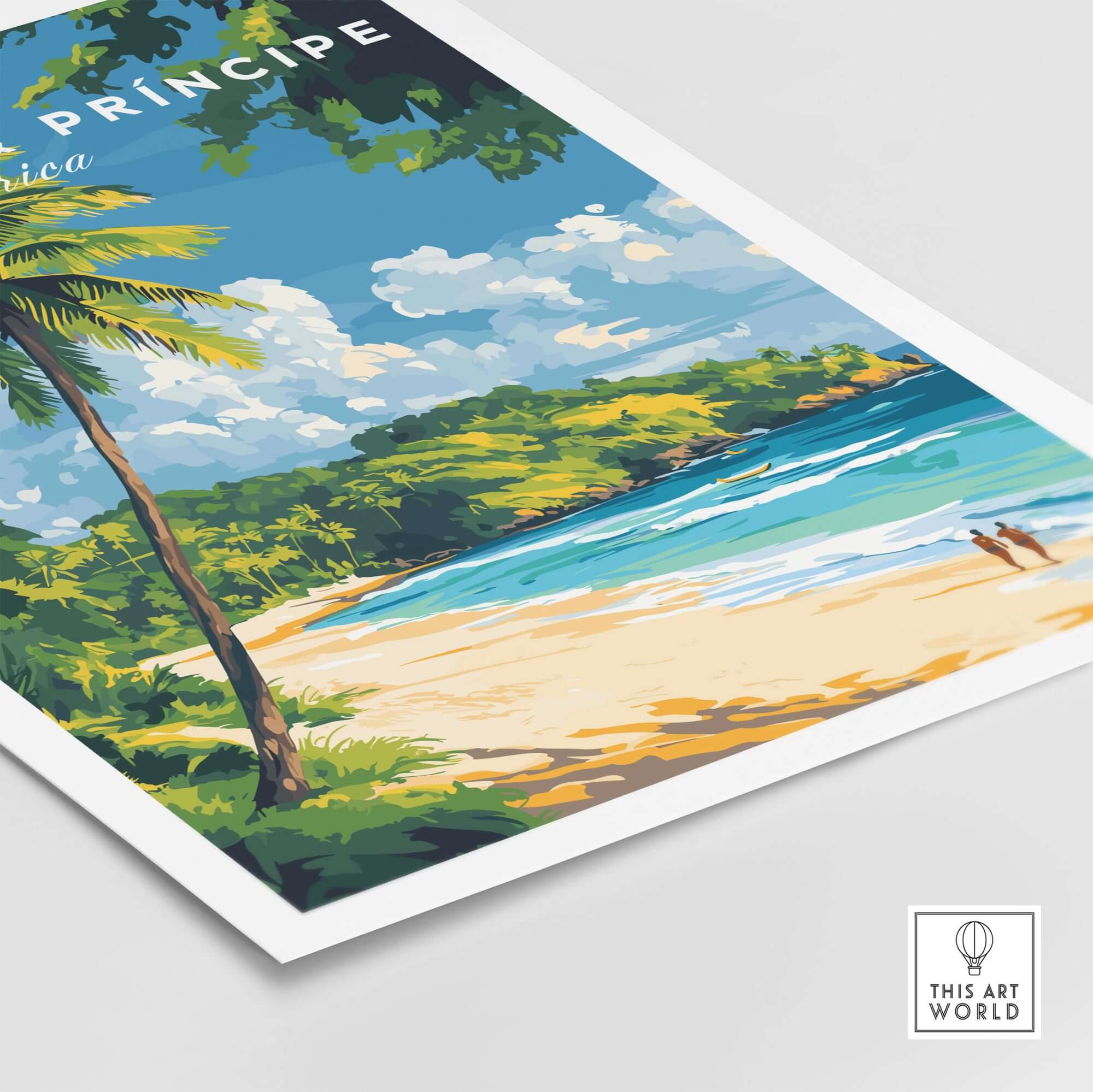 Breathtaking São Tomé & Príncipe Beach Poster Prints showcasing vibrant tropical scenery.