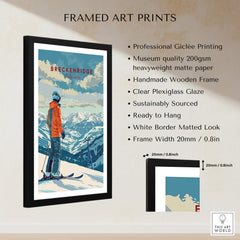Breckenridge Travel Poster - Colorado framed art print showcasing a skier against a mountain backdrop.