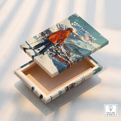 Breckenridge Ski Poster design showcasing skier against a mountain backdrop, perfect for ski enthusiasts.