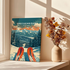Breckenridge Print Colorado showcasing ski art with majestic mountains and vibrant colors in a sunlit interior.