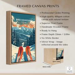 Framed Breckenridge Print Colorado with professional Giclée printing and wooden frame, ready to hang.