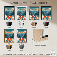 Framed Breckenridge Print Colorado displayed in various frame colors including black, white, natural, brown, gold, and silver.