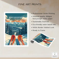 Breckenridge Print Colorado featuring scenic mountains and ski artwork on professional Giclée printing.