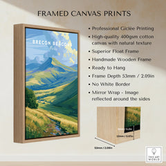 Brecon Beacons Wales Pen y Fan Travel Poster — framed canvas float frame details quality