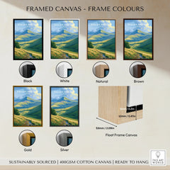 Brecon Beacons Wales Pen y Fan Travel Poster — framed canvas float frame colour options