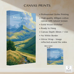 Brecon Beacons Wales Pen y Fan Travel Poster — canvas print stretched cotton canvas details