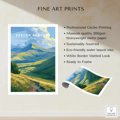 Brecon Beacons Wales Pen y Fan Travel Poster — fine art print unframed quality details