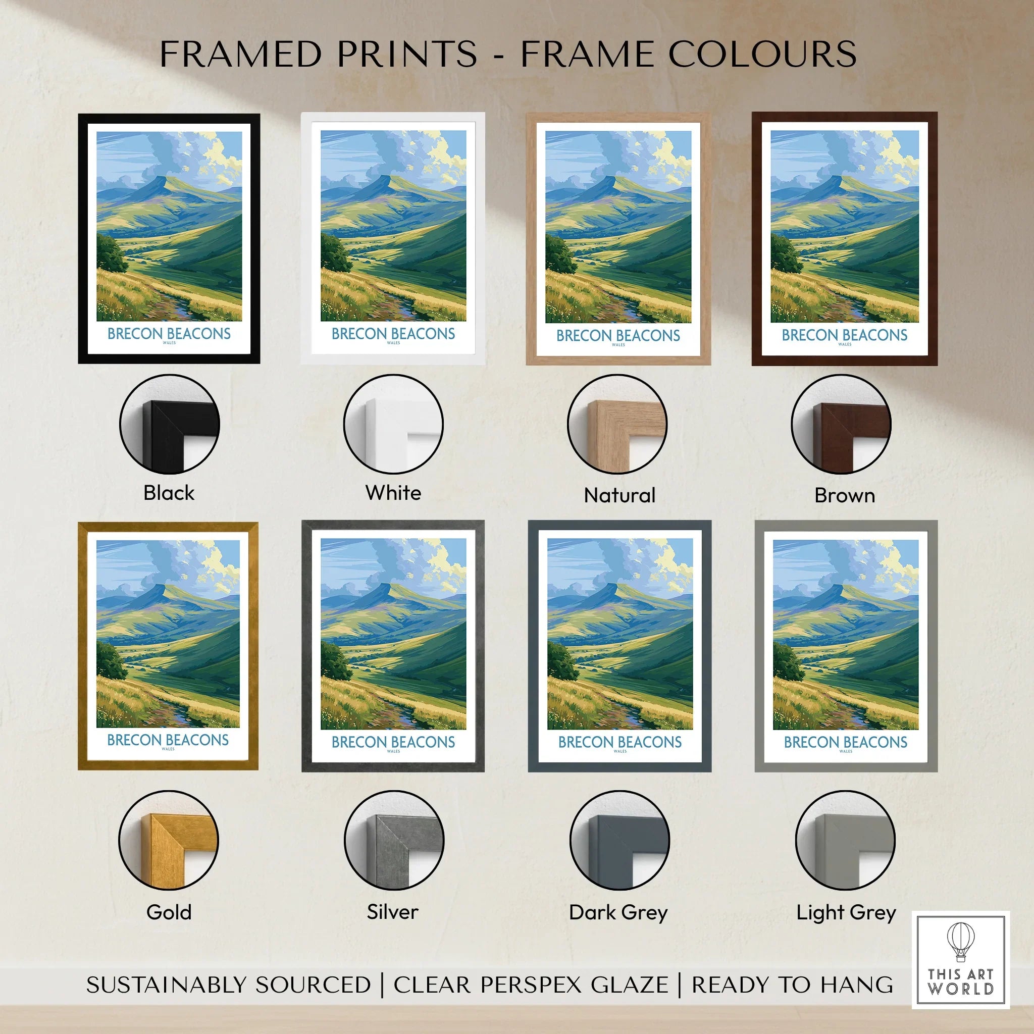 Brecon Beacons Wales Pen y Fan Wall Art — framed print colour options