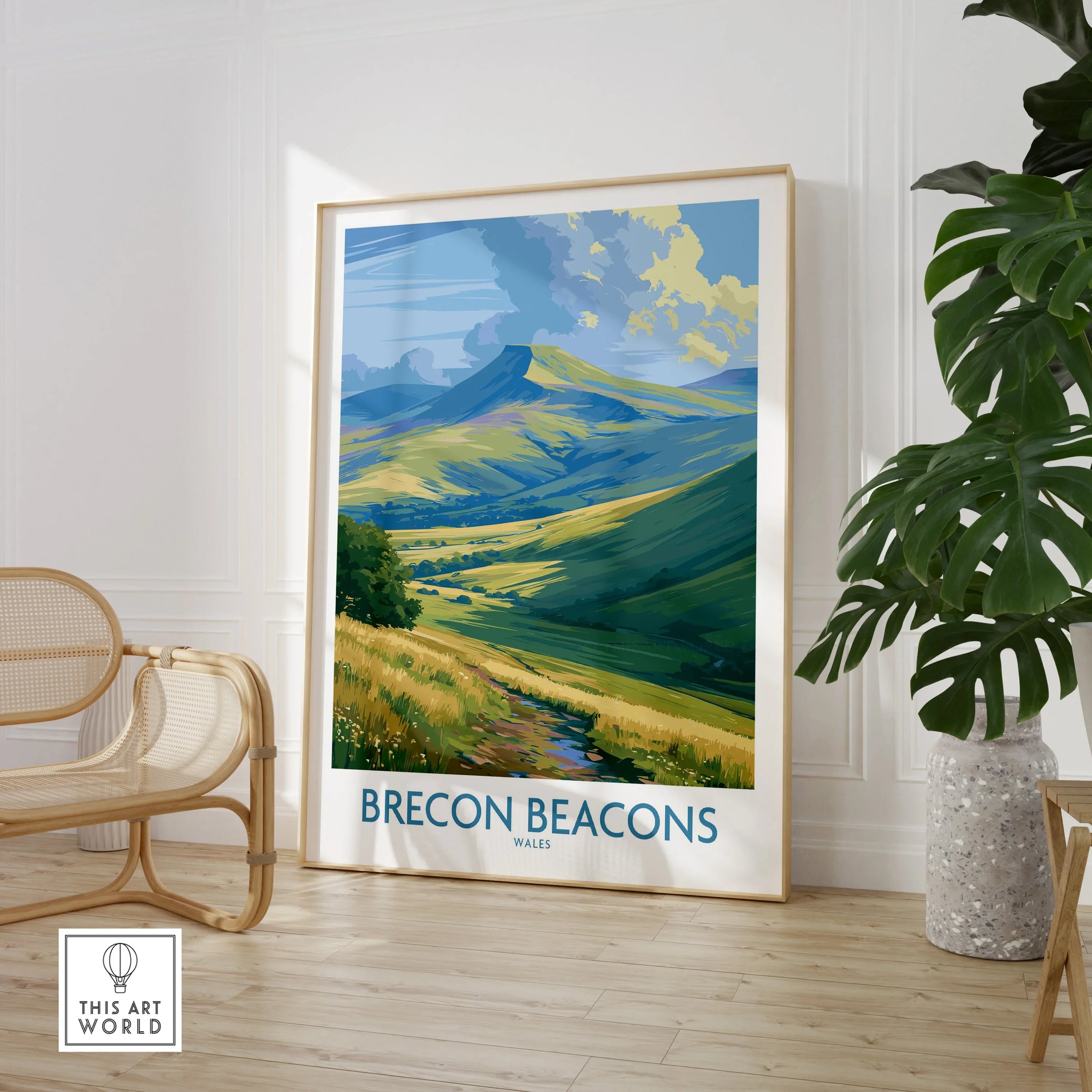 Brecon Beacons Wales Pen y Fan Wall Art — large framed print room setting chair plant
