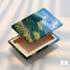 Brecon Beacons Wales Mountains Travel Poster — stretched canvas print floating detail mirror edge