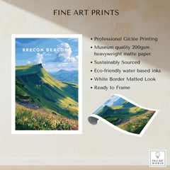 Brecon Beacons Wales Mountains Travel Poster — fine art print unframed quality details