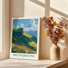 Brecon Beacons Wales Mountains Wall Art — canvas print window setting with shadows flowers