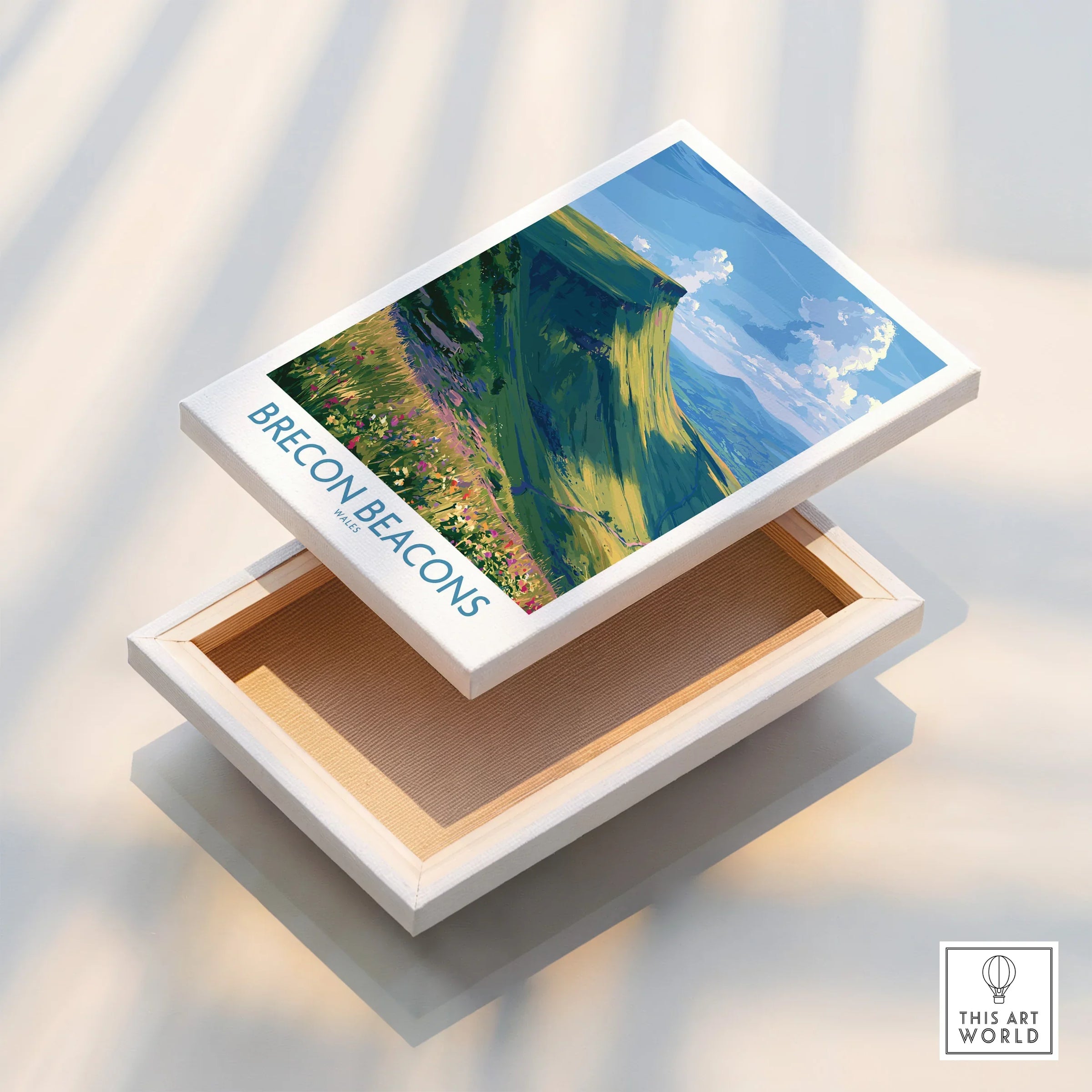 Brecon Beacons Wales Mountains Wall Art — stretched canvas print floating detail mirror edge