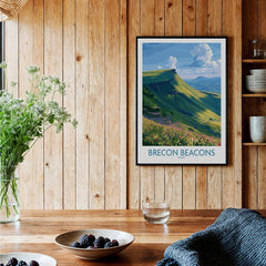 Brecon Beacons Wales Mountains Wall Art — black framed art print kitchen setting