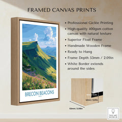 Brecon Beacons Wales Mountains Wall Art — framed canvas float frame details quality