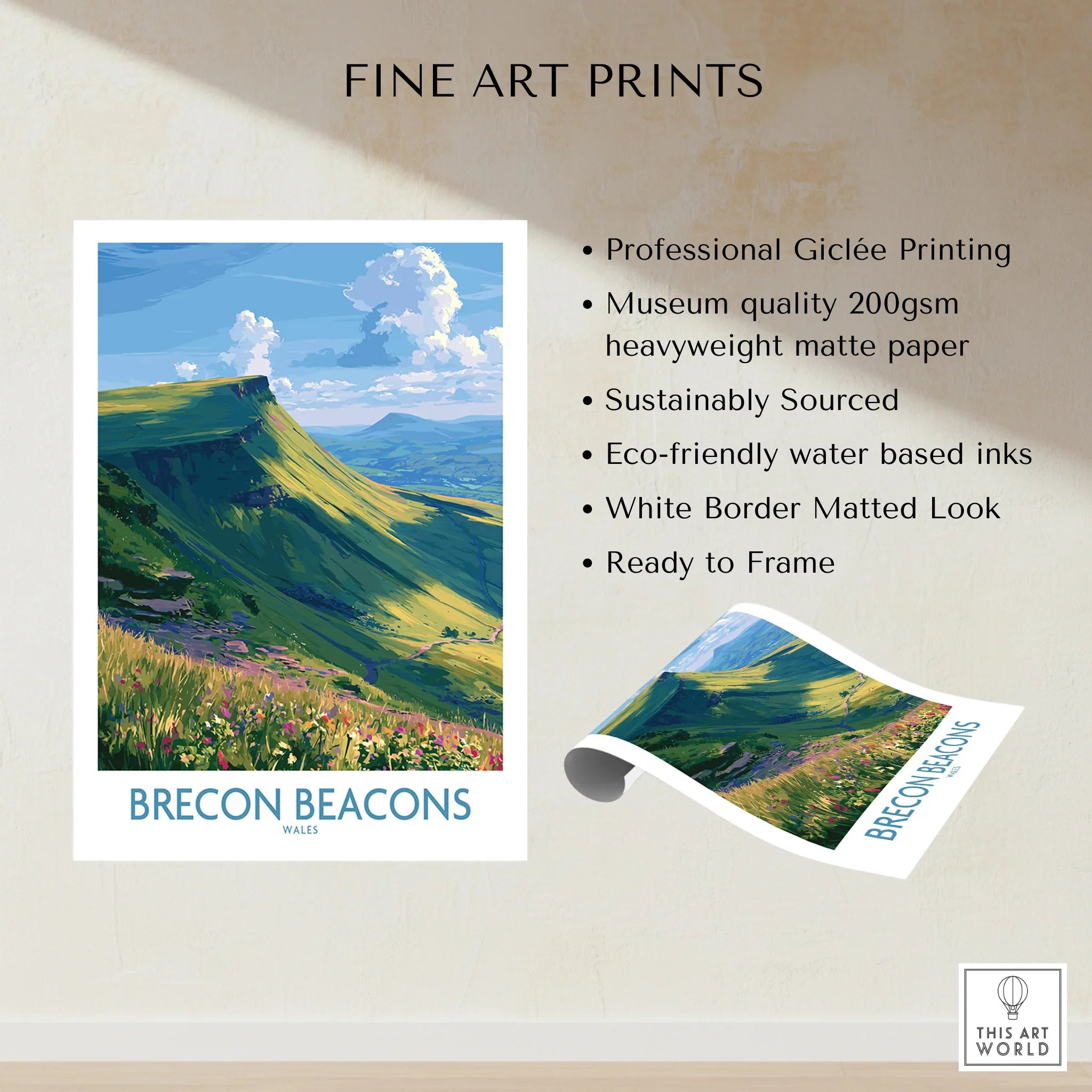 Brecon Beacons Wales Mountains Wall Art — fine art print unframed quality details