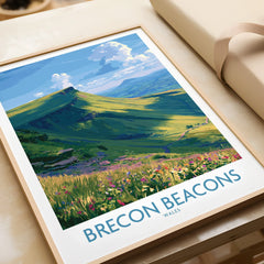 Brecon Beacons Wales Mountains Wall Art — framed art print closeup gift unwrapped natural frame