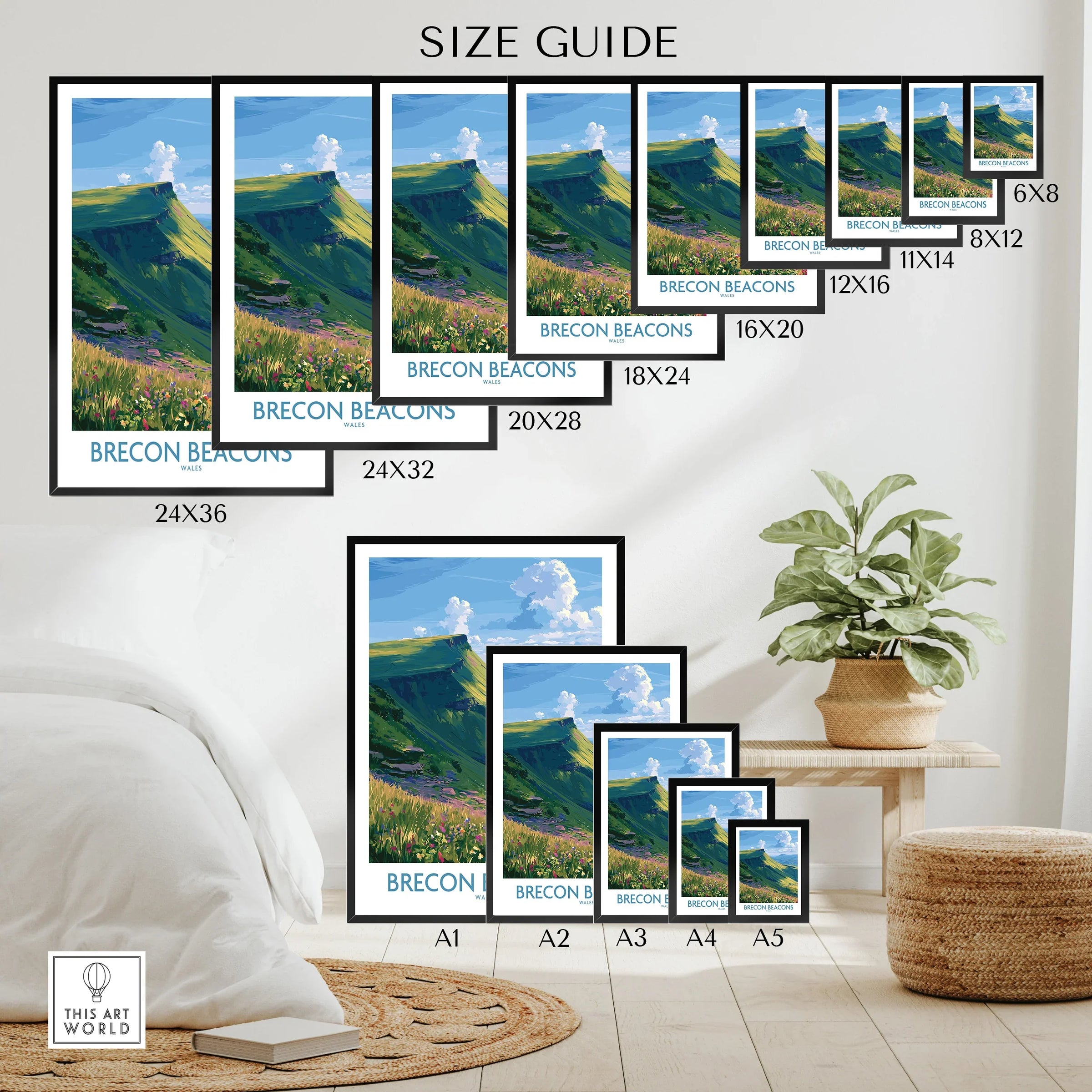 Brecon Beacons Wales Mountains Wall Art — wall art poster size guide thisartworld