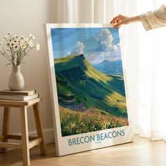Brecon Beacons Wales Mountains Wall Art — canvas print mirror edge hand holding room setting
