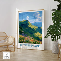 Brecon Beacons Wales Mountains Wall Art — large framed print room setting chair plant