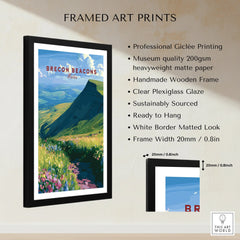 Brecon Beacons Wales Wildflowers Travel Poster — framed print details measurements quality details