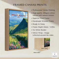 Brecon Beacons Wales Wildflowers Travel Poster — framed canvas float frame details quality