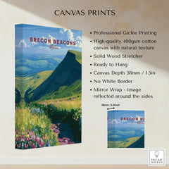 Brecon Beacons Wales Wildflowers Travel Poster — canvas print stretched cotton canvas details