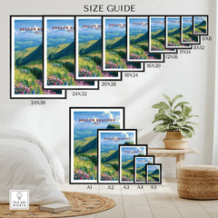 Brecon Beacons Wales Wildflowers Travel Poster — wall art poster size guide thisartworld