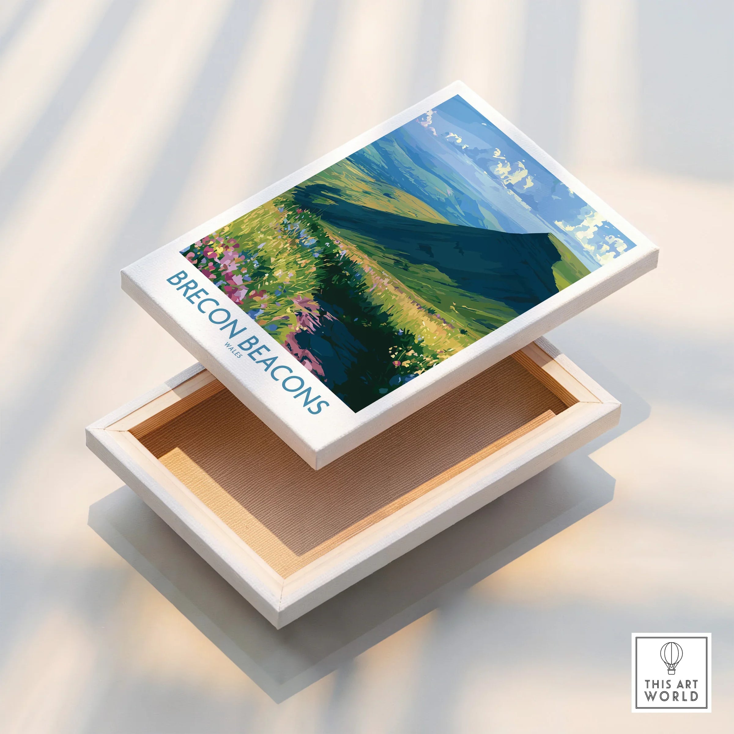 Brecon Beacons Wales Wildflowers Wall Art — stretched canvas print floating detail mirror edge