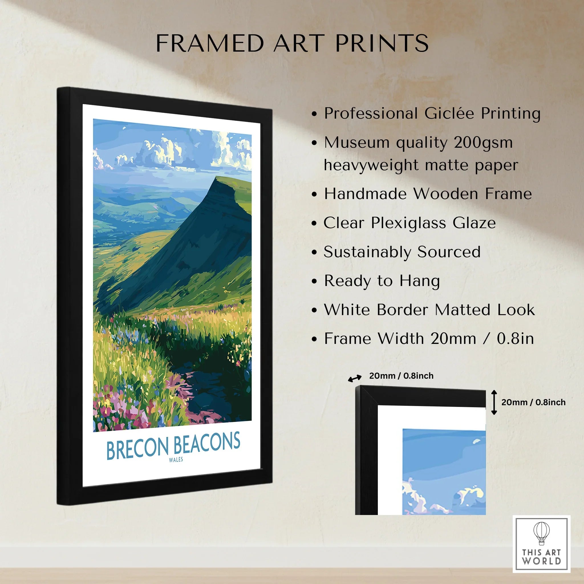 Brecon Beacons Wales Wildflowers Wall Art — framed print details measurements quality details