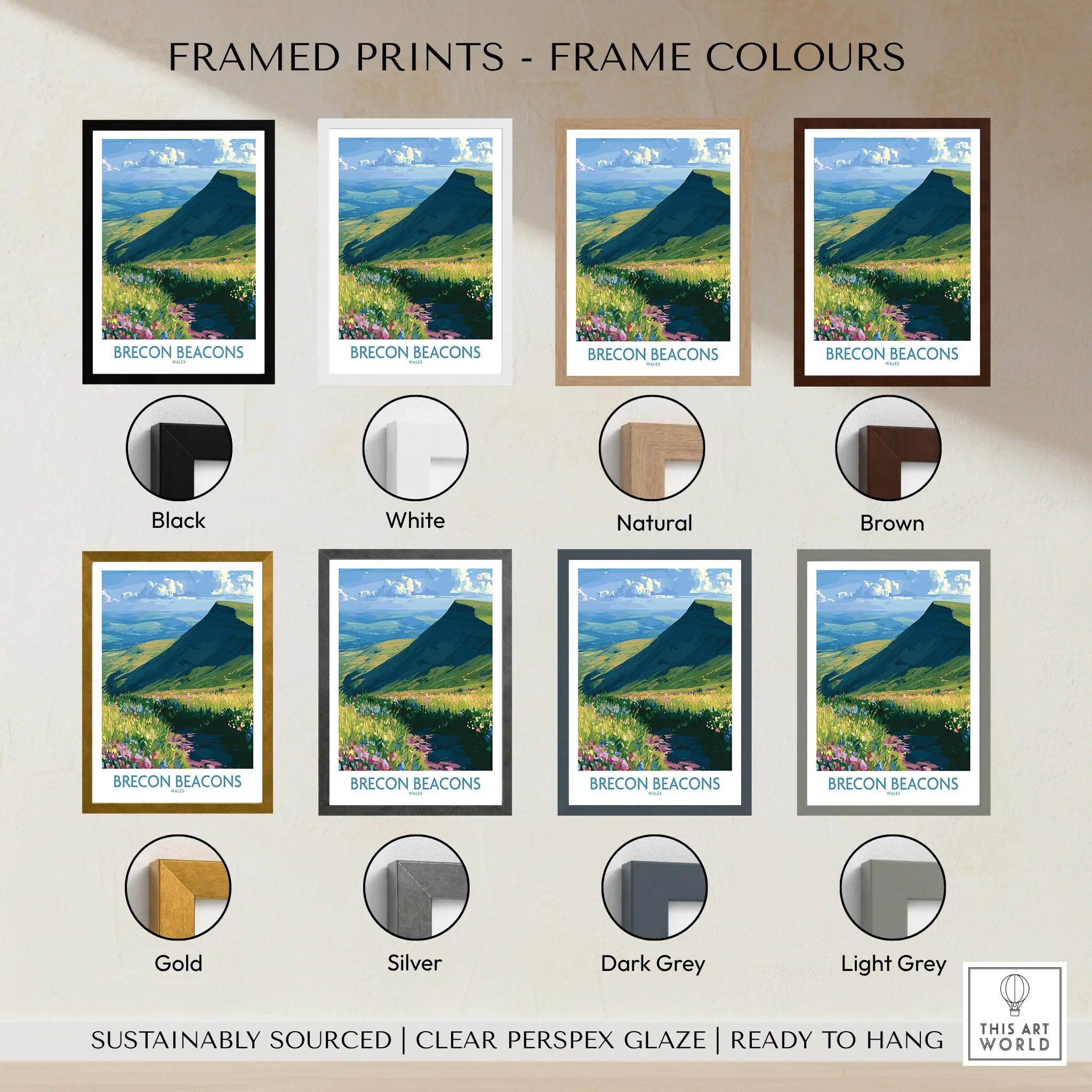 Brecon Beacons Wales Wildflowers Wall Art — framed print colour options