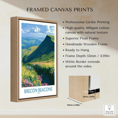 Brecon Beacons Wales Wildflowers Wall Art — framed canvas float frame details quality