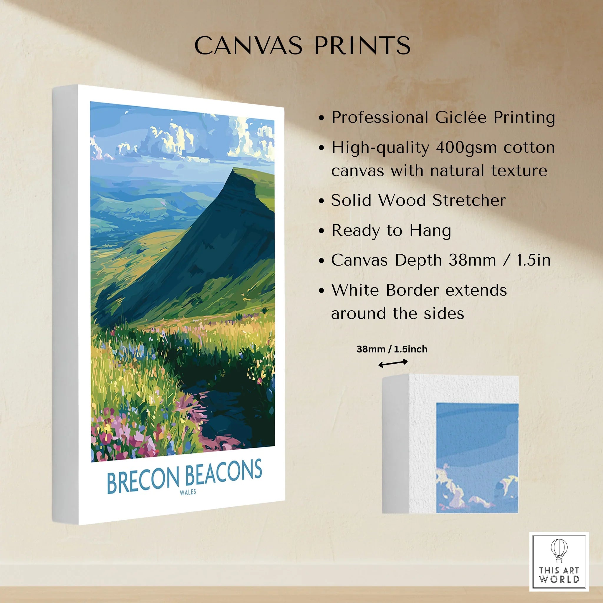 Brecon Beacons Wales Wildflowers Wall Art — canvas print stretched cotton canvas details