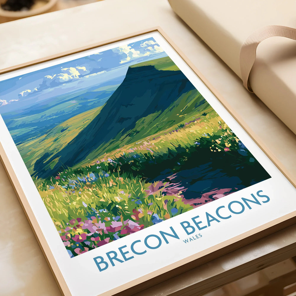 Brecon Beacons Wales Wildflowers Wall Art — framed art print closeup gift unwrapped natural frame