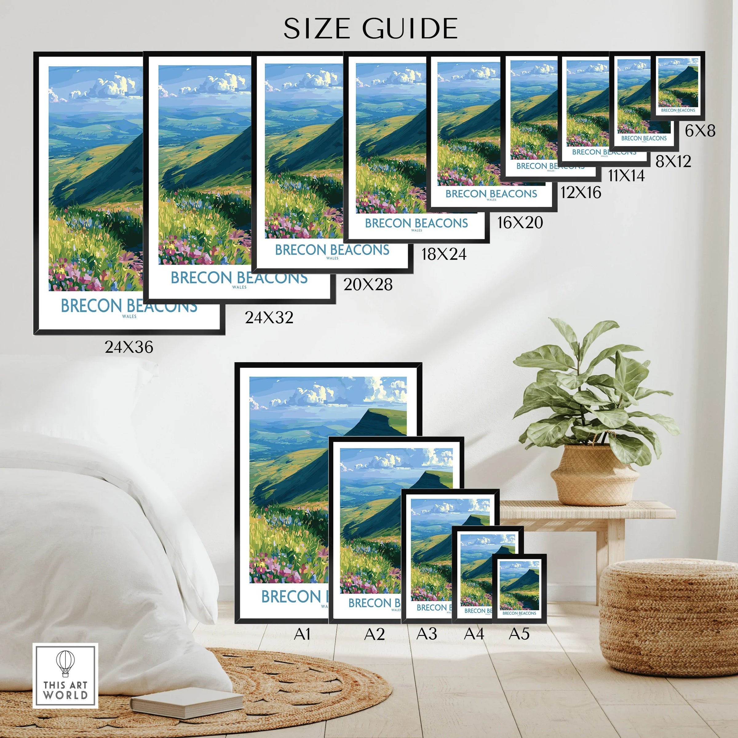 Brecon Beacons Wales Wildflowers Wall Art — wall art poster size guide thisartworld