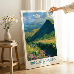 Brecon Beacons Wales Wildflowers Wall Art — canvas print mirror edge hand holding room setting