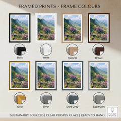 Brecon Beacons Wales Heather Travel Poster — framed print colour options