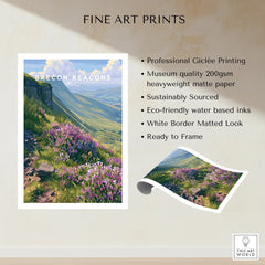 Brecon Beacons Wales Heather Travel Poster — fine art print unframed quality details