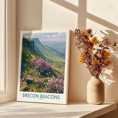 Brecon Beacons Wales Heather Wall Art — canvas print window setting with shadows flowers