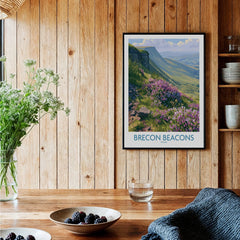 Brecon Beacons Wales Heather Wall Art — black framed art print kitchen setting