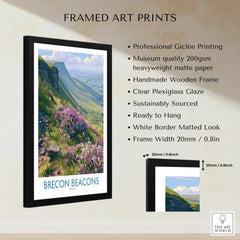 Brecon Beacons Wales Heather Wall Art — framed print details measurements quality details